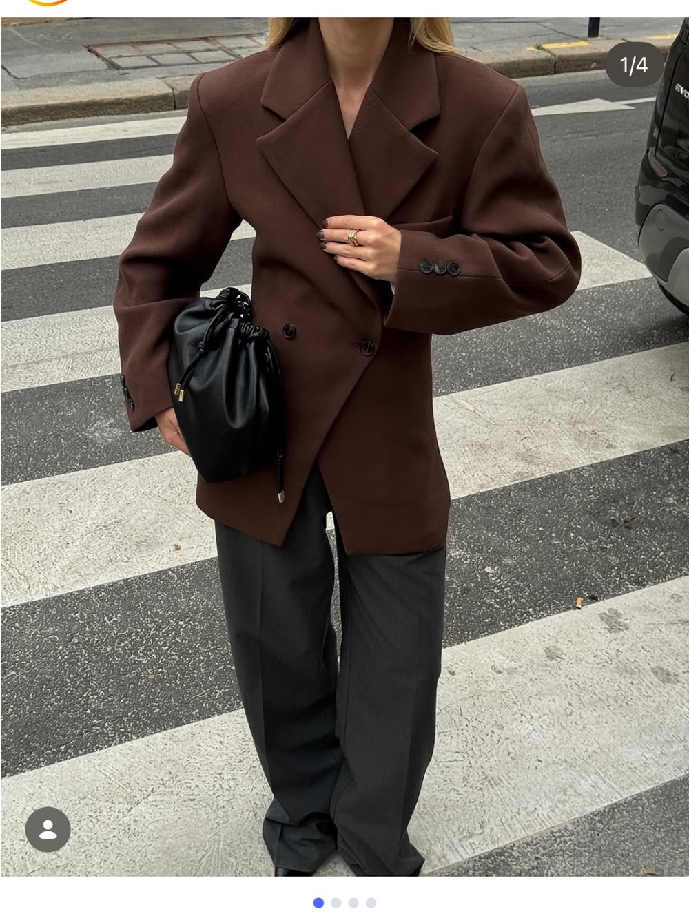Source Unknown charcoal grey Double-Breasted Blazer